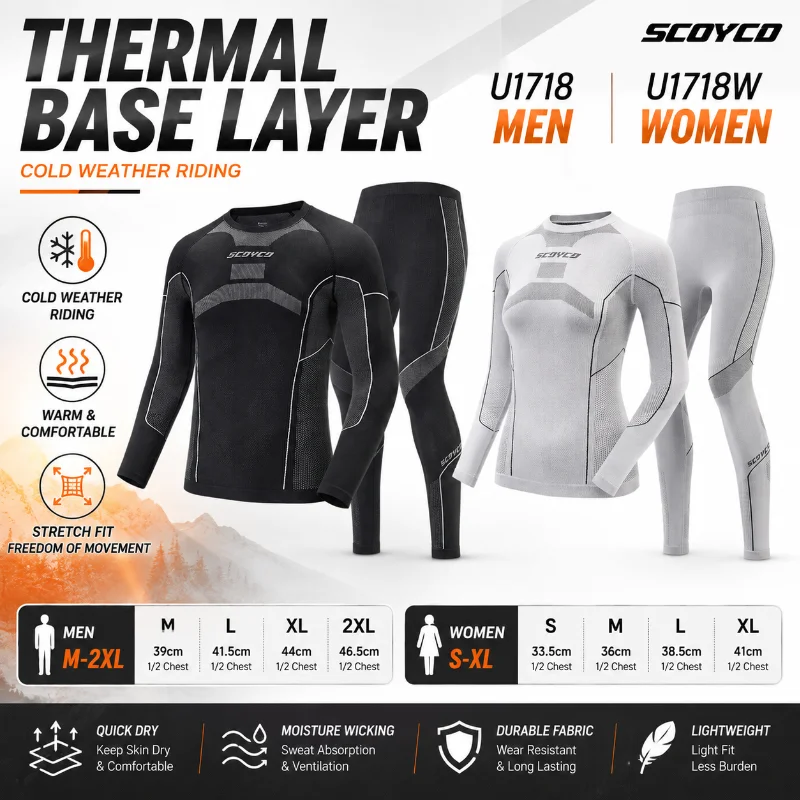 Thermal Base Layer - Conjunto de Roupa Térmica para Motocicleta