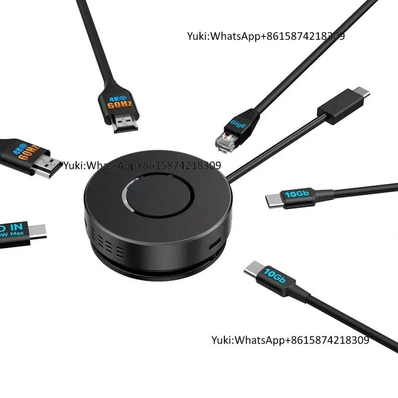 6 in 1 Cable Management Design Displaylink Docking Station, USB C HUB with Dual HDMI 4K60Hz Adapter for OS