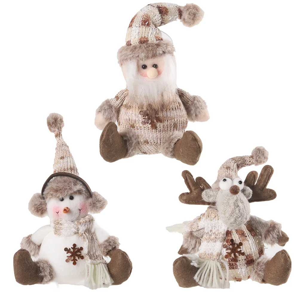 Christmas Plush Snowman Doll Knitted Elk Snowman Doll Christmas Ornaments  For Home Table Happy New Year 2025