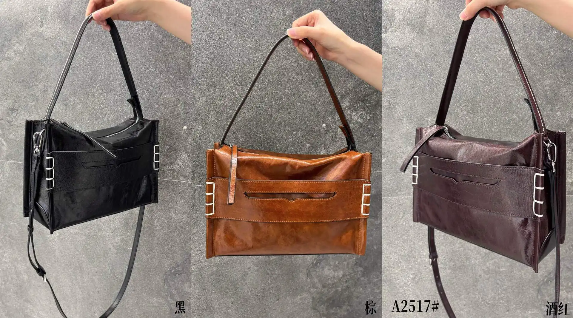 

2026 Casual First Layer Oil Wax Cowhide Underarm Bag European and American Retro Large-capacity Portable Shoulder Messenger Bag