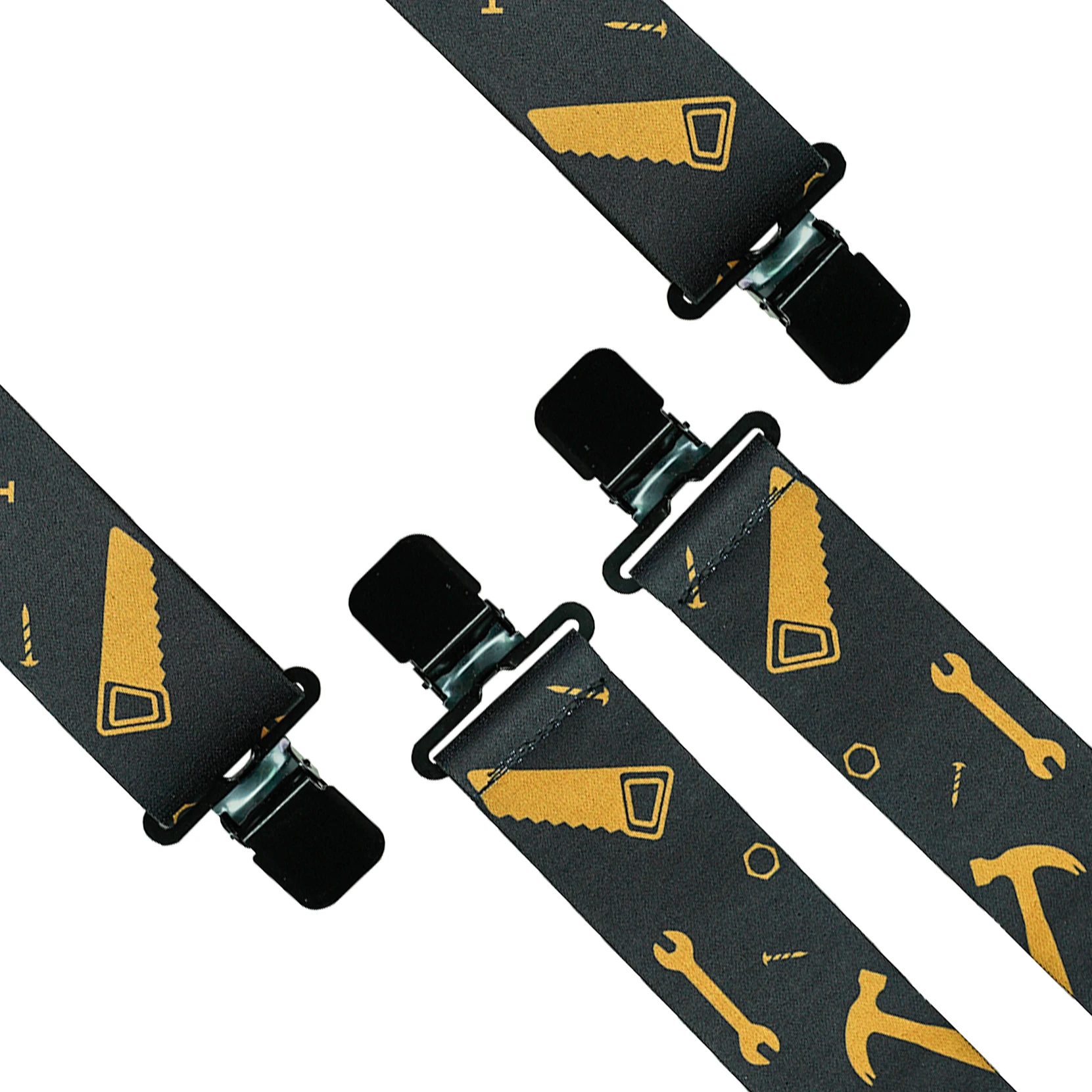 KUNN Men Suspender Tape Measure Pattern Suspender Fully Strength Elastic with Heavy Duty Clip Ruler Suspenders