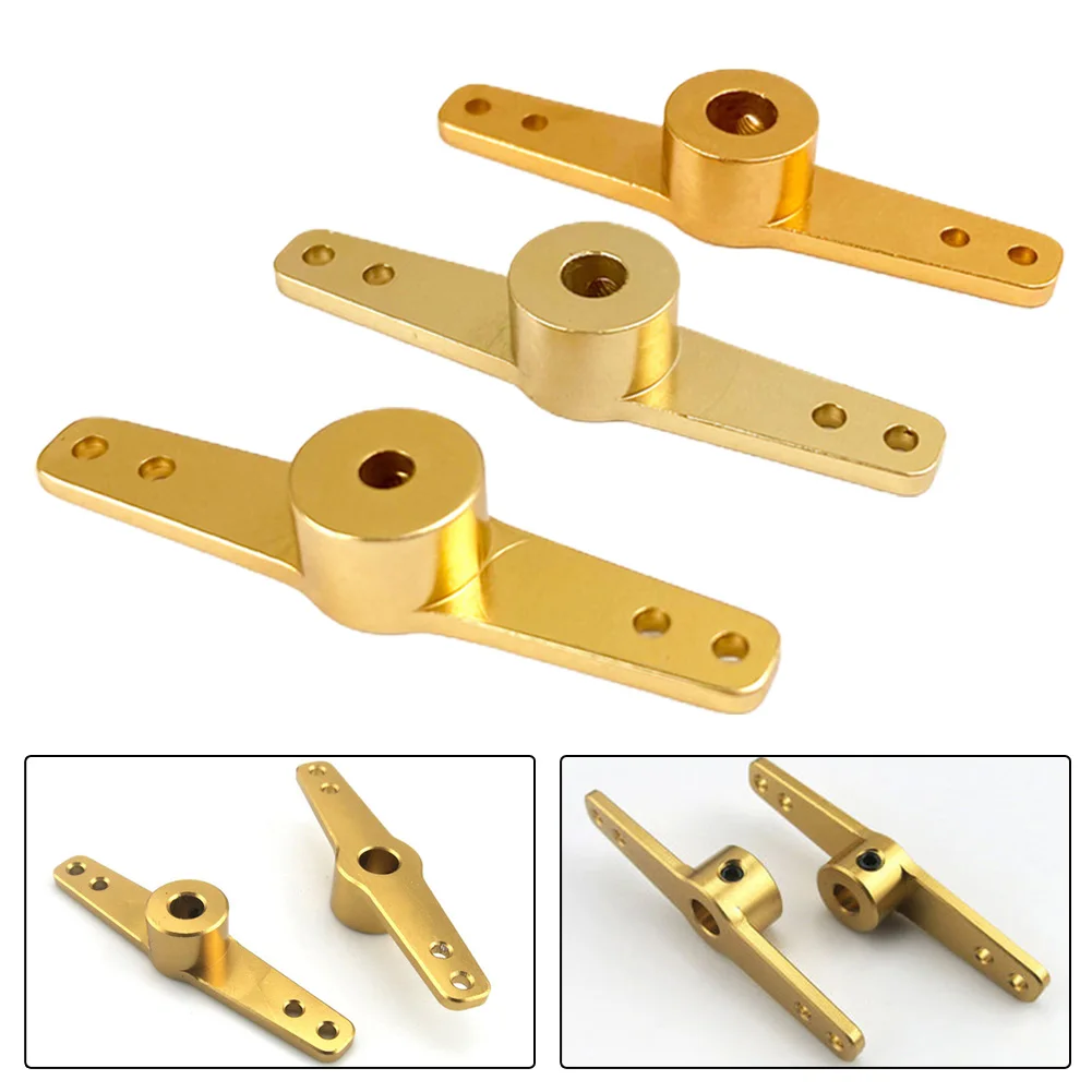 

For RC Model Car Boat Double Steering Arm 3.1MM 4.1MM 5.1MM Aluminum Alloy Gold Rudder Tiller Arm Steering Arm