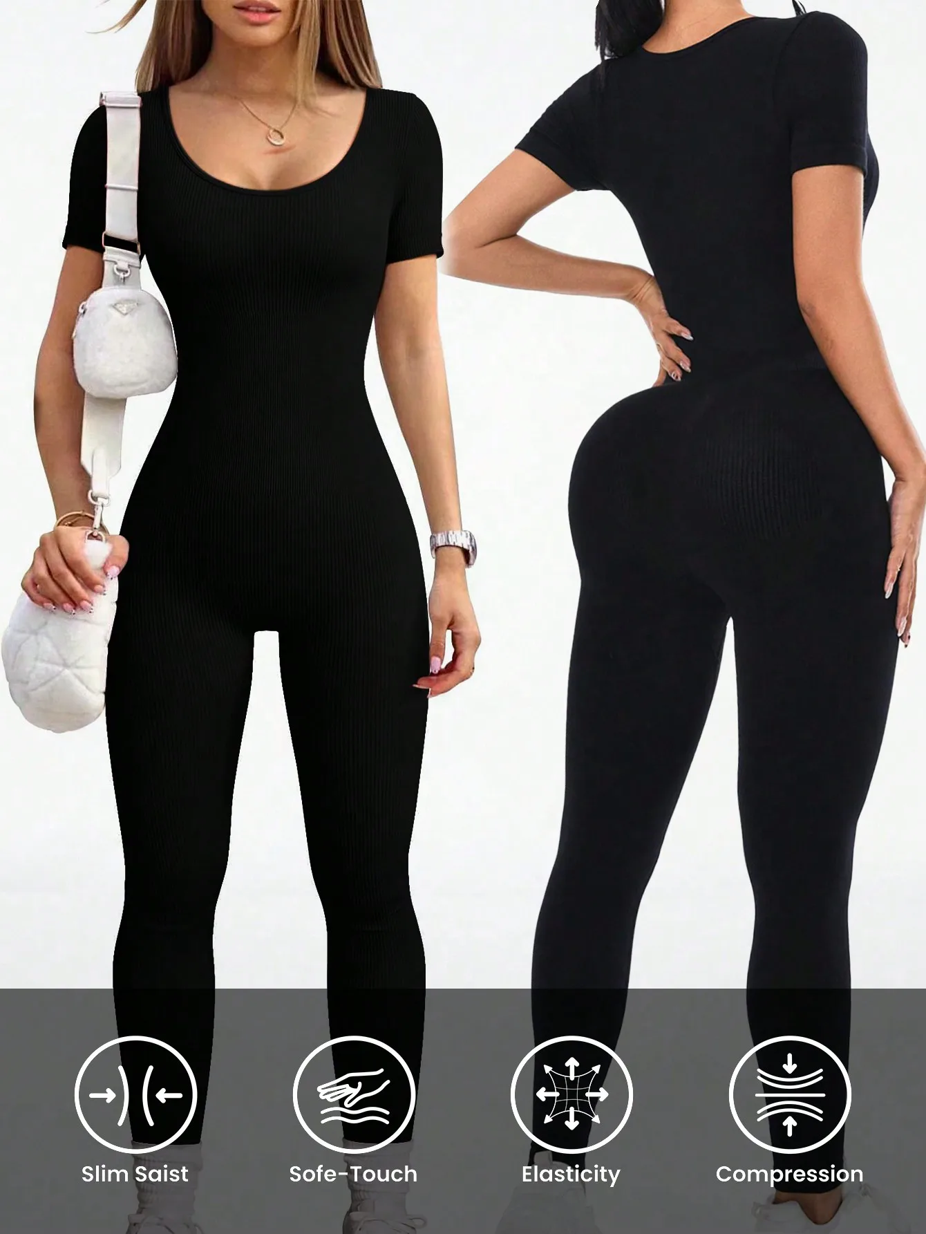 بذلة رياضية لليوجا مثيرة للتخسيس للنساء للربيع والصيف، بياقة مربعة، تصميم مريح لرفع الأرداف، ملابس نشطة #1