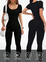 Women's Slimming Sexy Yoga Sports Jumpsuit Spring Summer Threaded Square Collar Lifting Buttocks Design Comfortable Active Wear