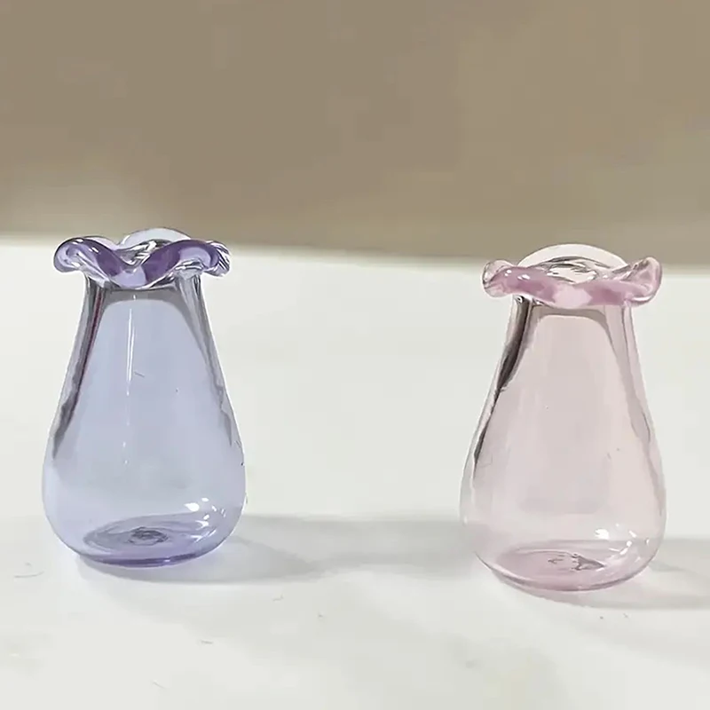 2pcs Mini Vase Desktop Vase Cat Whisker Vases Glass Whiskers Holder Miniature Plants Jars Holding Flower Vase Home Decoration