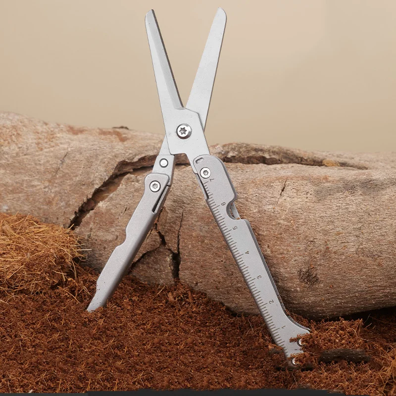 Folding Scissors Portable Lightweight Home Outdoor EDC Tools With Back Clip Scale