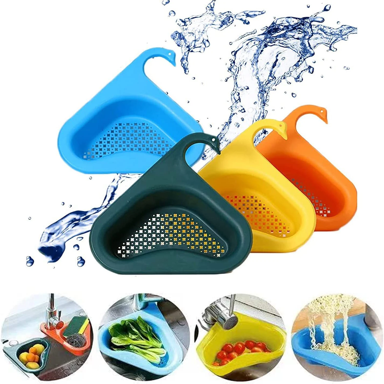 

Kitchen Swan Drain Basket Kitchen Sink Drain Basket Drain Rack Household Triangular Sink Filter Drain Basket for Kitchen Sink