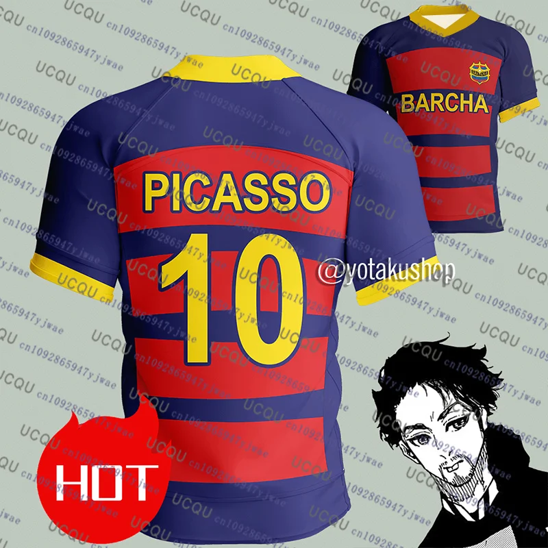 الأزرق قفل FC Barcha الأرنب Iglesias 19 Lavinho 87 أنيمي تأثيري الرجال الخامس الرقبة جيرسي قصيرة الأكمام المحملة القمم موضة تي شيرت رجالي