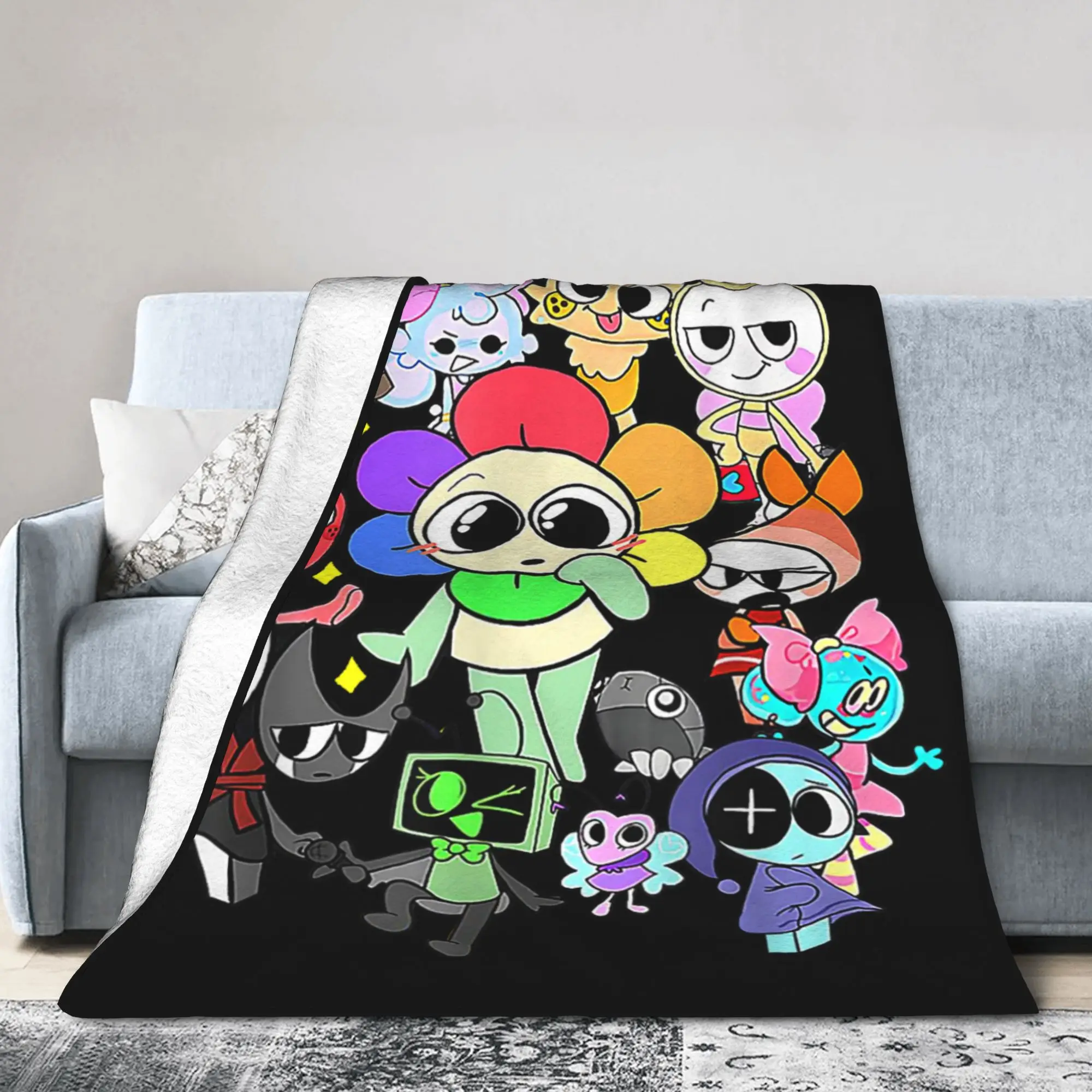 

Dandy's World Group Shot Knitted Blanket Cartoon Cute Plush Throw Blanket Bed Sofa Rug Piece Soft Warm Bedspreads Breathable
