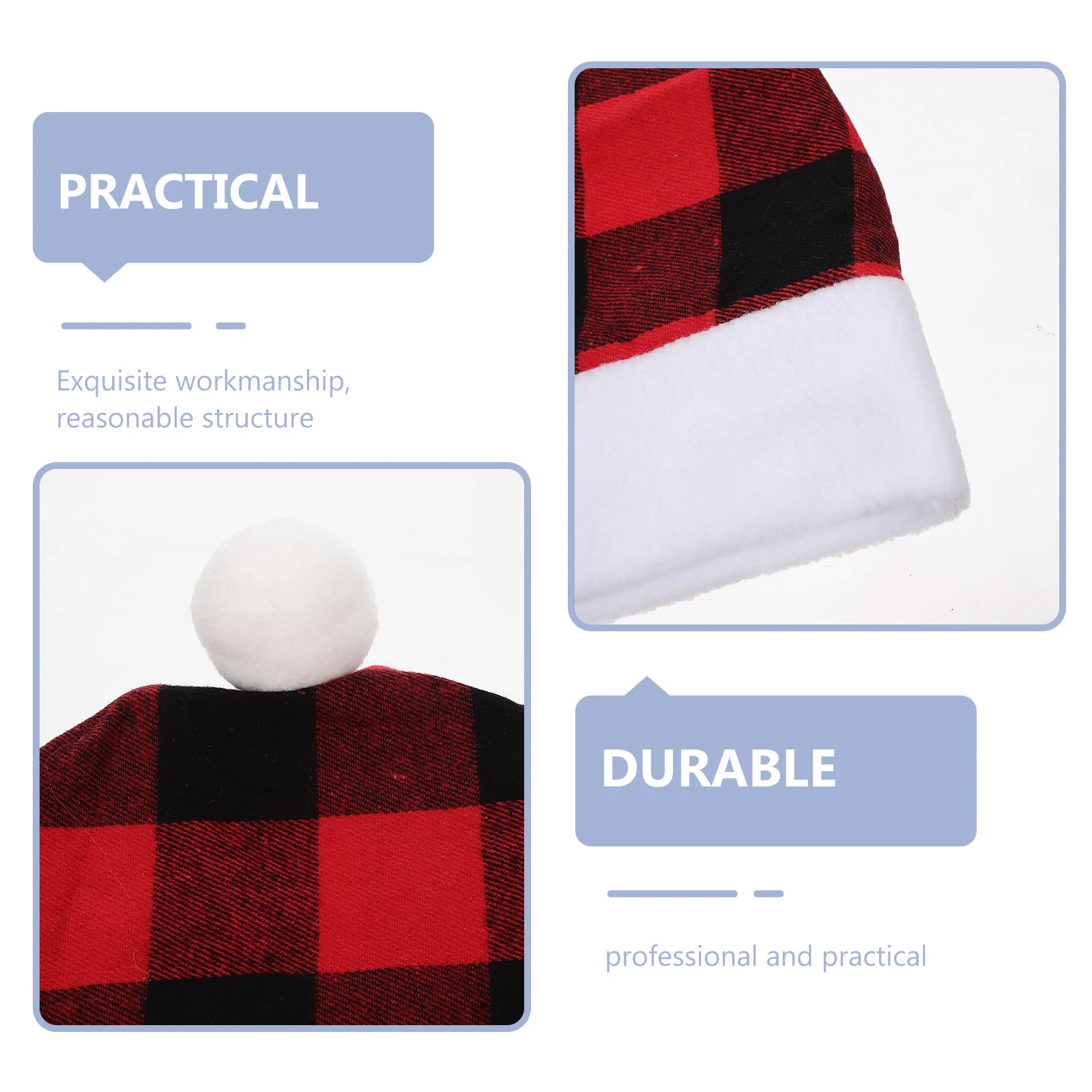 

2 Pcs Christmas Hat Headrest Cover Decorations Vehicle Car Lattice Seat Covers Funny Flannel Cute