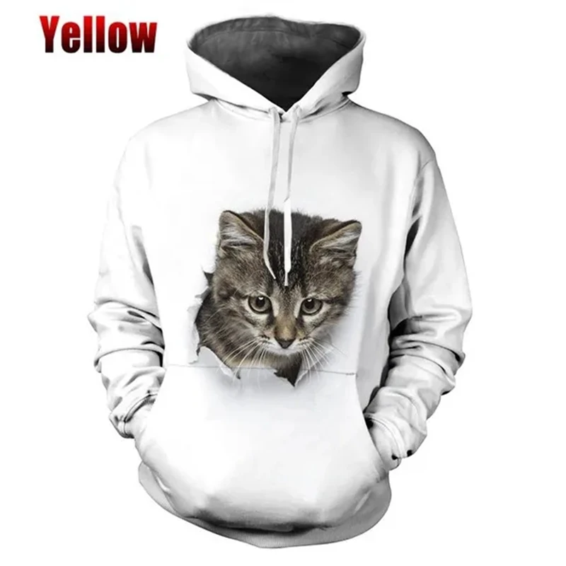 Sudadera con capucha para hombre y mujer, suéter informal con estampado de gato y Animal divertido en 3D, ropa cómoda de diseñador, novedad