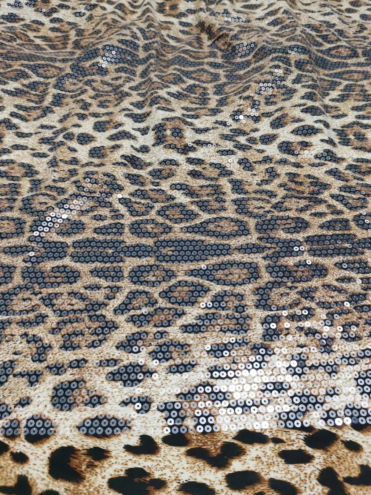 1yard Leopard Fabric Sequins Lace Fabric for Lady Evening Gowns Dresses Party Dress Fabric