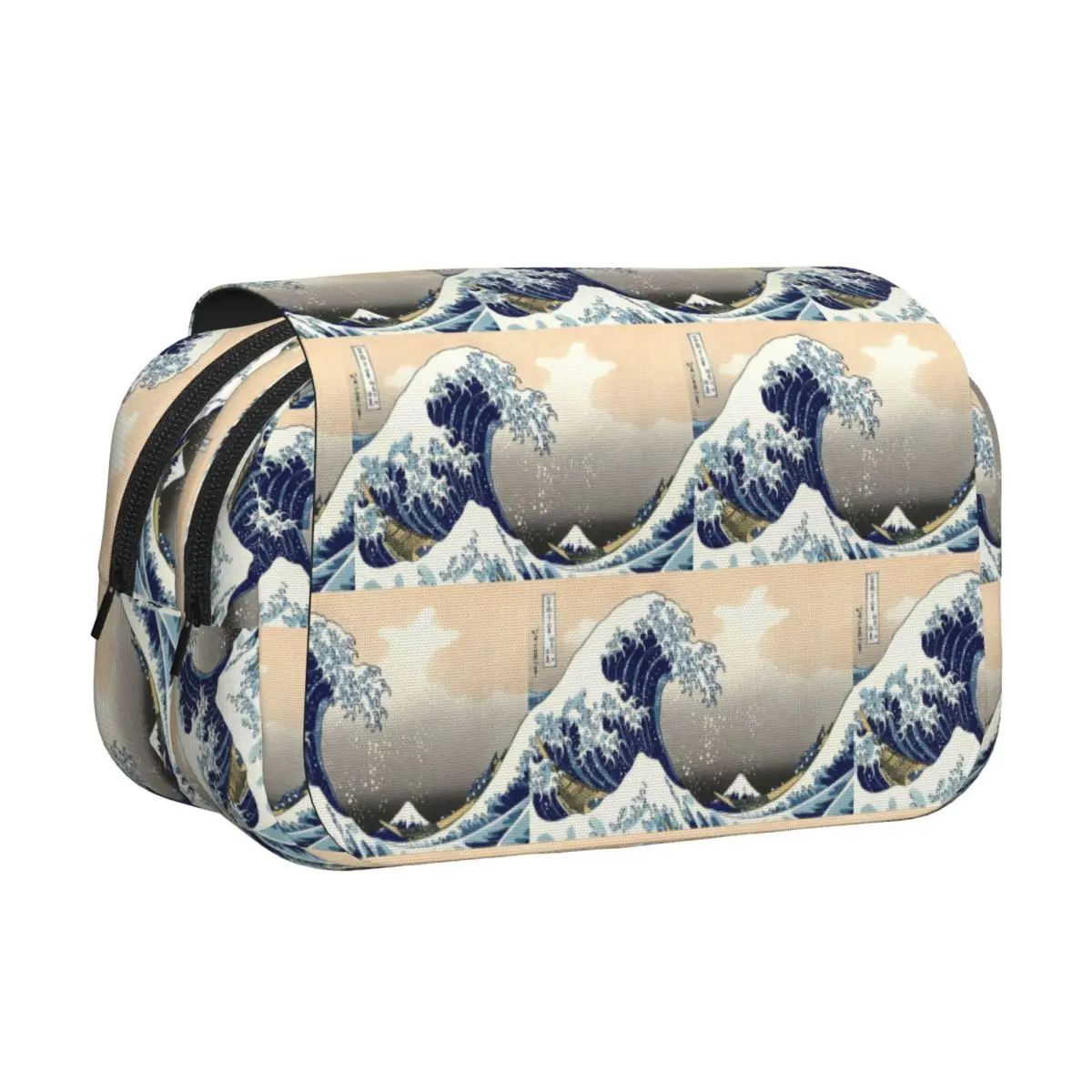 The Great Wave Off Kanagawa Hokusai Pencil Case Pen Holder Hard Shell Leather Large Capacity Pen Box Pencil Bag for Kids School