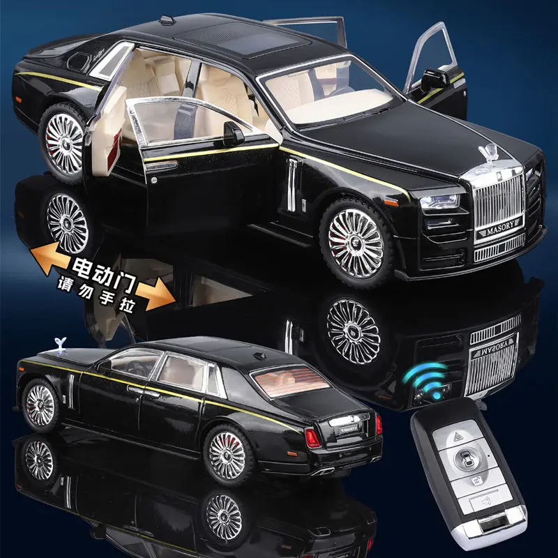 Key Control 1:24 Rolls-Royces Phantom Alloy Luxury Sedan Model Diecast Metal Vehicles Car Model High Simulation Sound Light Gift