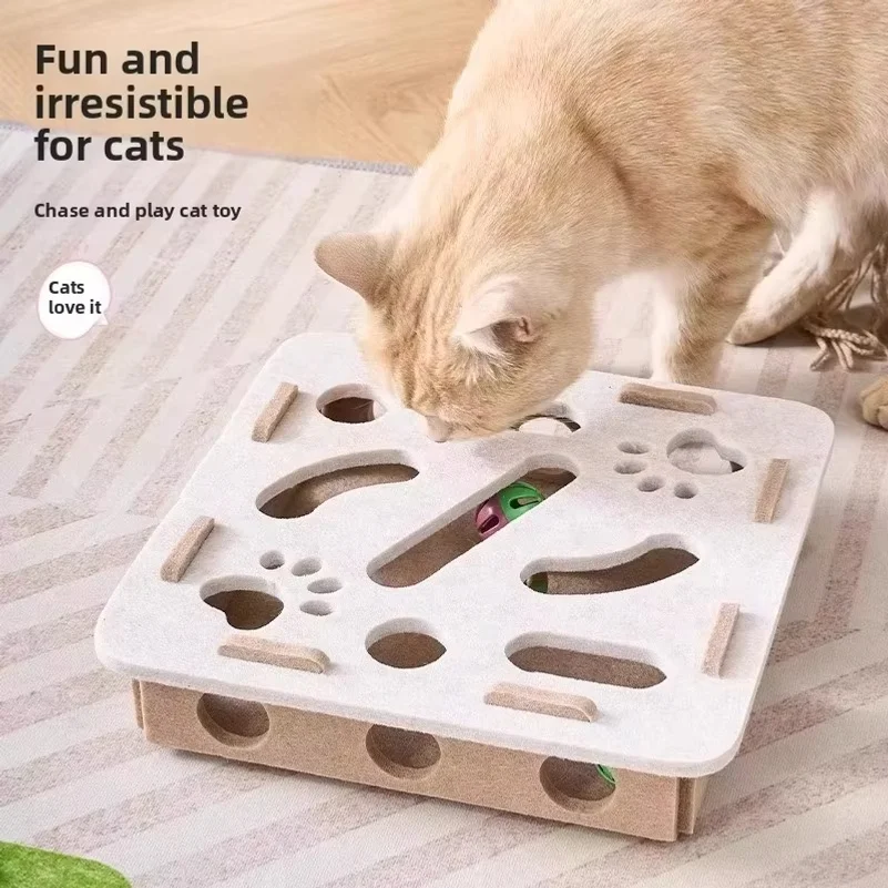 Cat Puzzle Toy Felt Puzzle Box Cat Exercise Toy With Ball Indoor Sports Entertainment Hunting Cat Toys For Indoor Cats