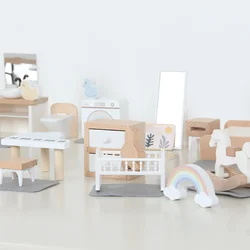 Nordic style villa, dollhouse, children's play, mini simulation furniture, bedroom, kitchen, wooden toys, boys and girls