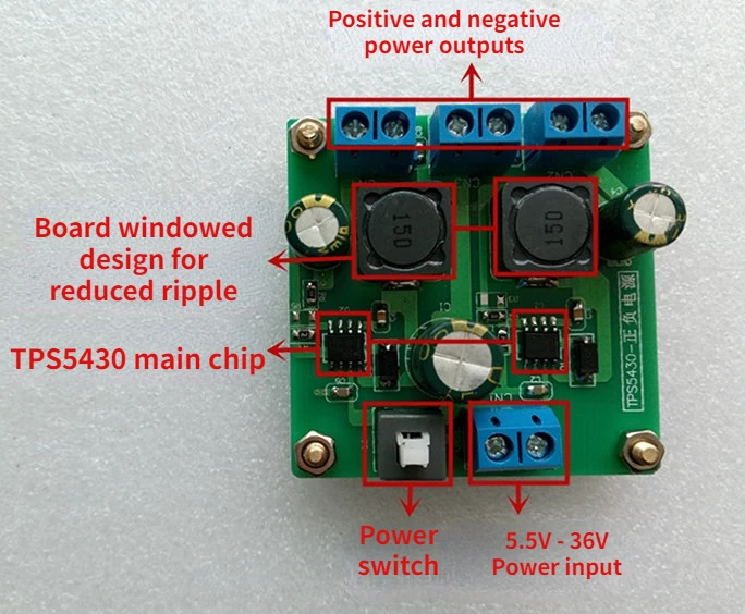 24V to Positive and Negative 5V12V15V Power Supply Module TPS5430 Switching Power Supply Single Power Supply to Dual Power Suppl