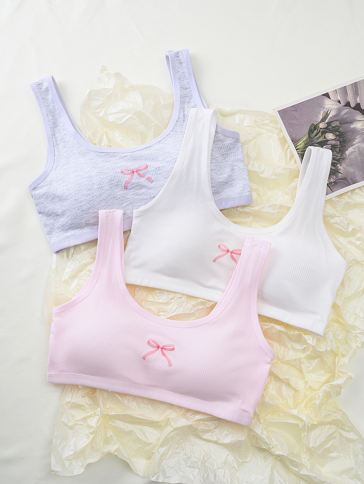  3 pcs girls' bras, with non-removable chest pads, sports bras for training, girls' underwear 