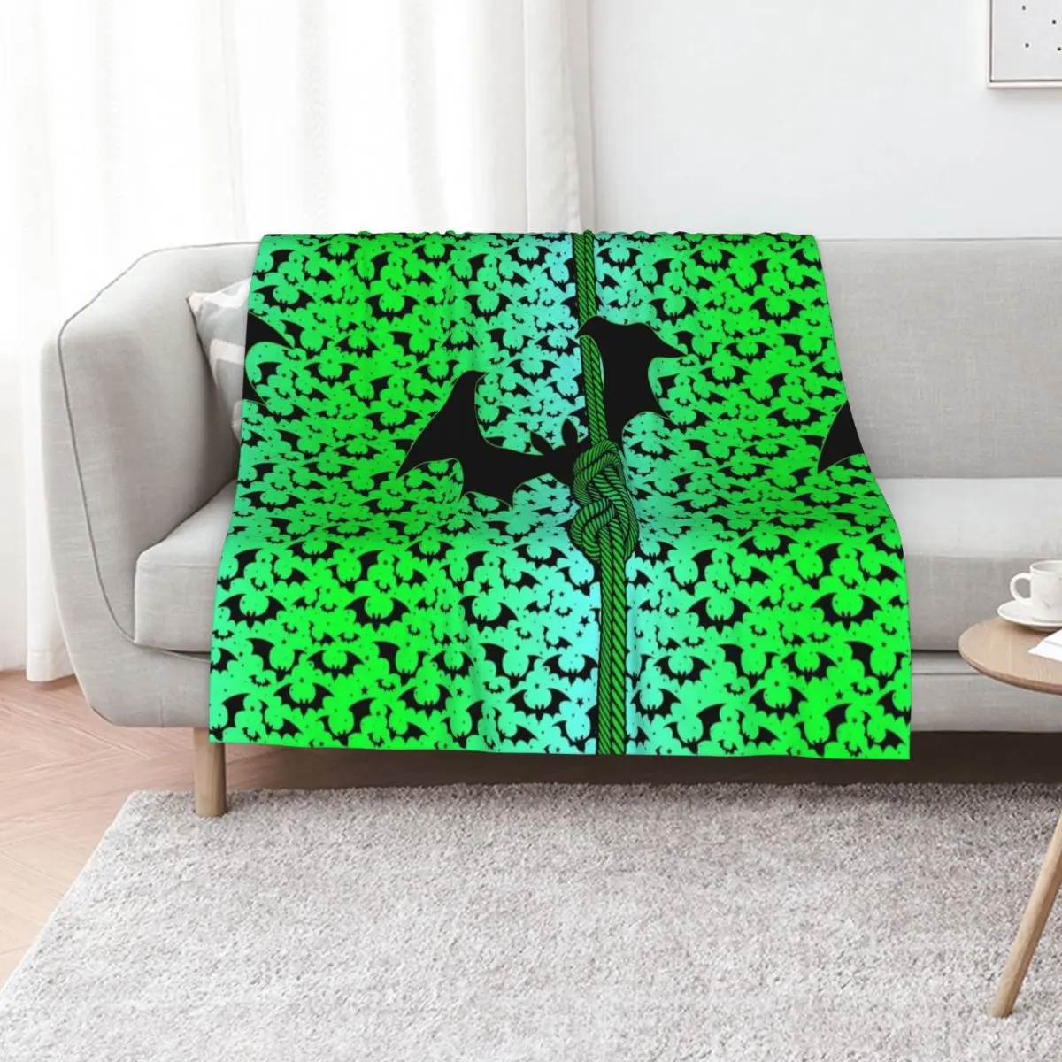 Bat and Rope Knot Neon Green - Climbing Throw Blanket Luxury Thicken Decorative Throw Hairy Luxury St Plaid Hairys Blankets