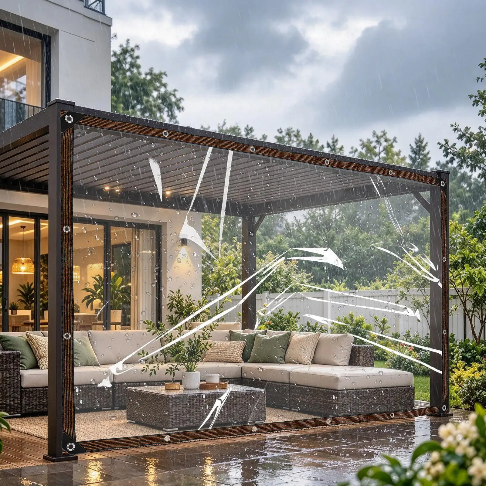 Clear Tarp For Patio Outdoor Transparent Tarpaulin With Grommets Greenhouse Clear Tarp For Pavilion Garden Patio Greenhouse