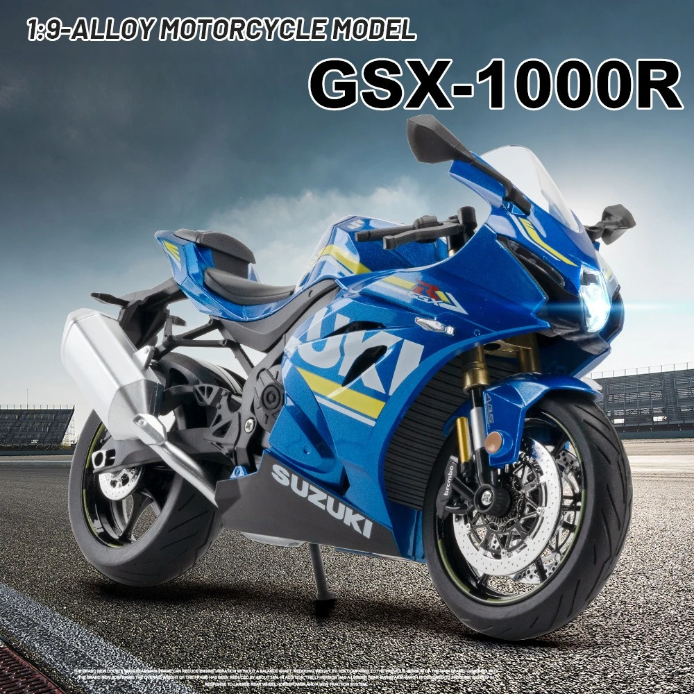 

Модель мотоцикла Suzuki GSX-1000R из сплава, масштаб 1:9, коллекционная, детская игрушка, подарок, литая модель из сплава