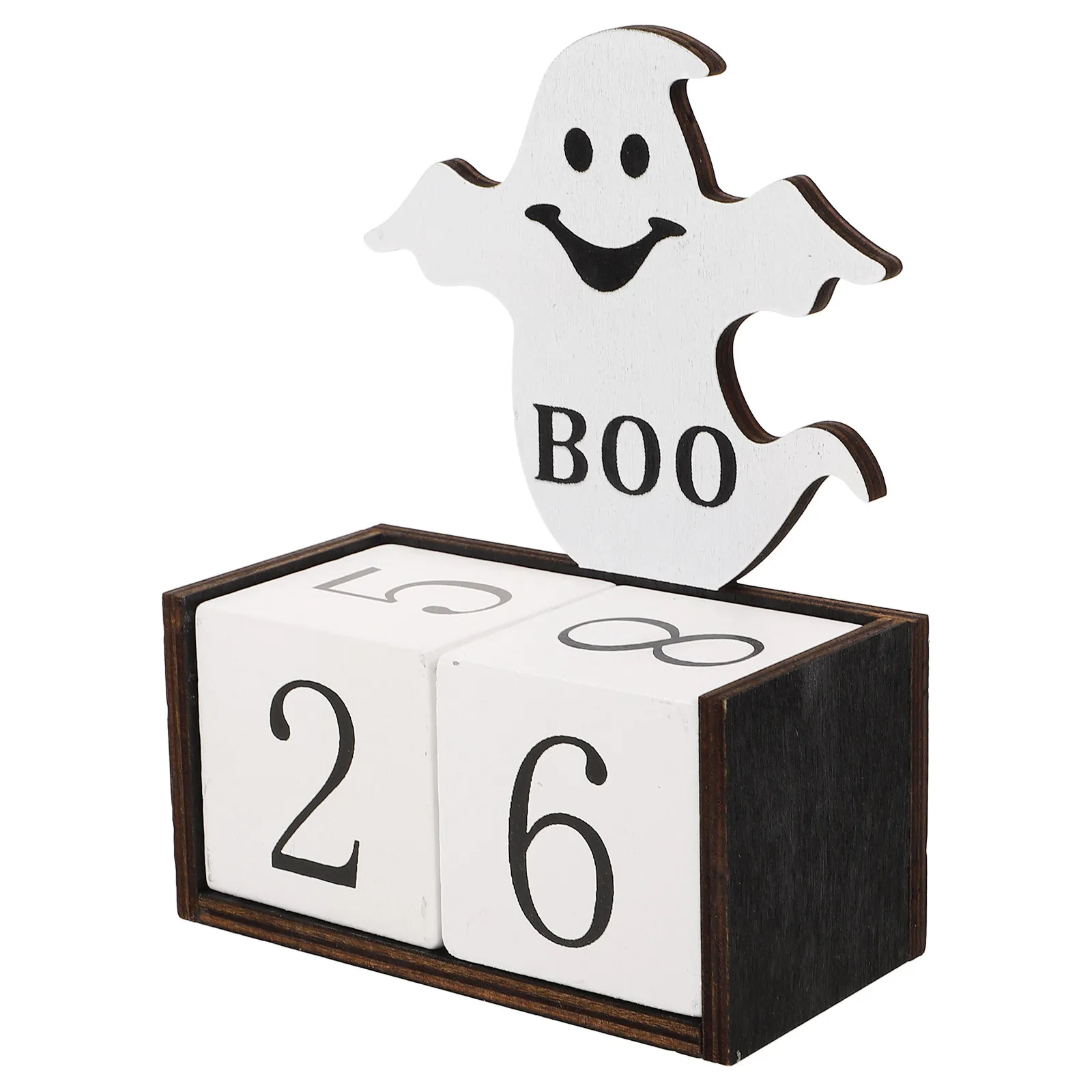 

Rustic Wooden Desk Calendar Halloween Theme Decorative Accessory Smooth Surface Fine Workmanship Home Office Tabletop Reusable