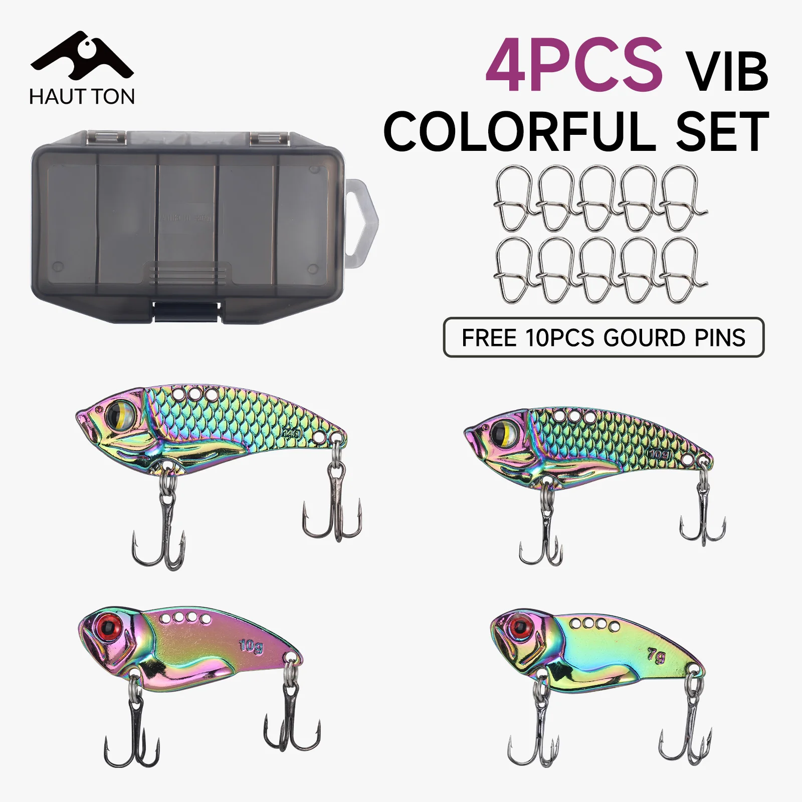 HAUT TON 4 stücke/1 satz Metall VIB Angeln Locken 7g 10g 14g Jigs Sinking Vibration löffel Künstliche Harte Köder Haken Tackle Für Bass