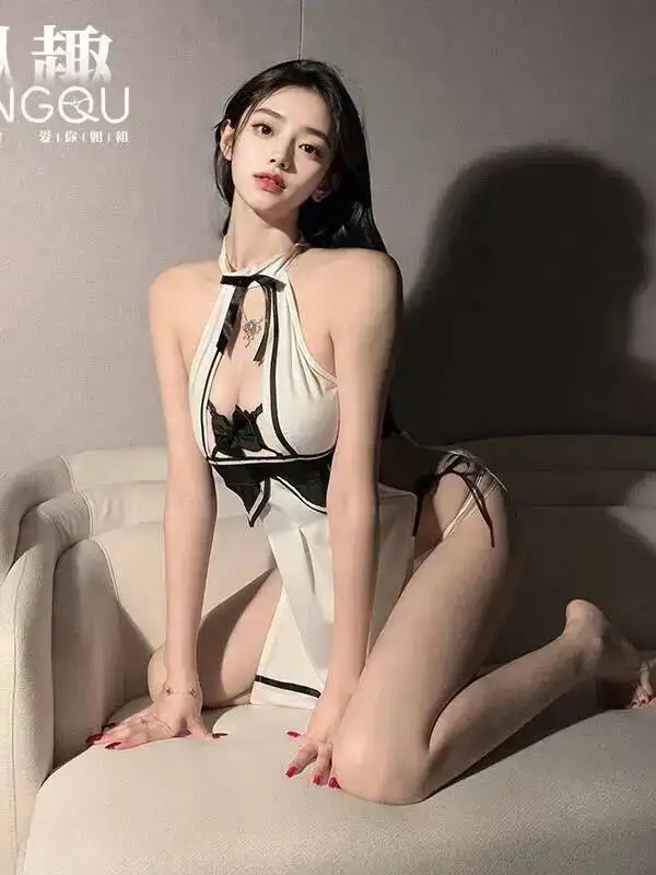 Seksowna Sukienka Mini w Stylu Cosplay College JK z Kokardą, Rozcięciem z Boku, Elegancka, Słodka, Gorąca, Seksowna, Damska, Słodkie Top HGD8