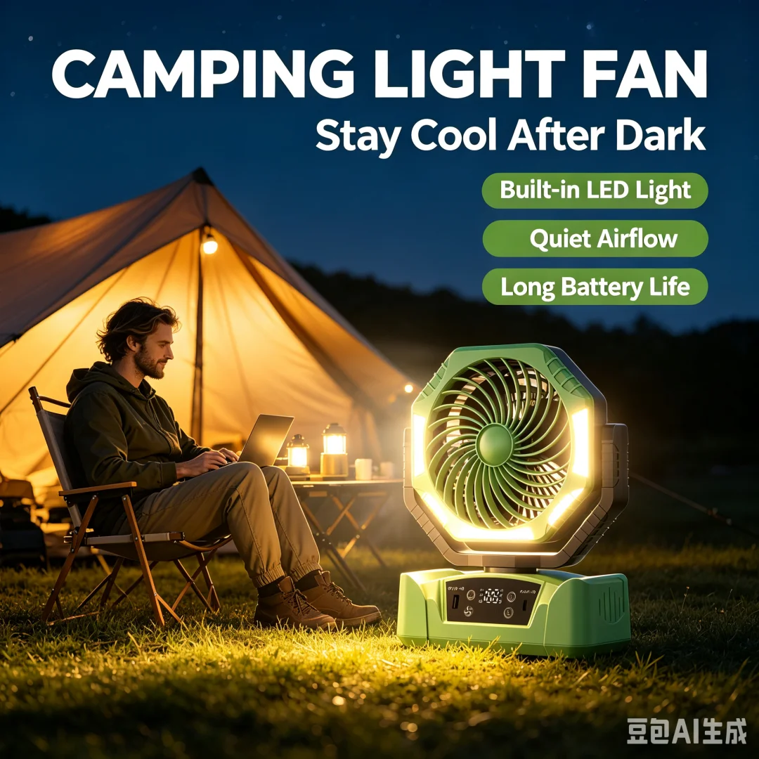 Camping Ceiling Fan 20000Mah Rechargeable Camping Circulator with Light and Remote Control Cool Air Circulation Camping Fan view 3