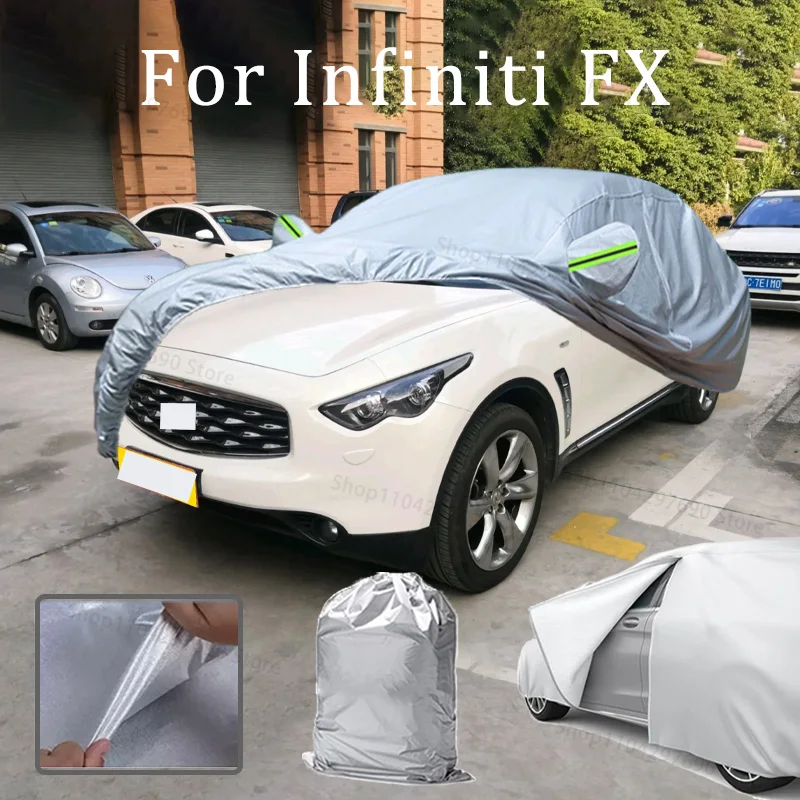 

Car Cover For Infiniti FX Door Zipper Full Exterior Black Silvery-Auto Cover Sunshade Dustproof Waterproof Reflective strips
