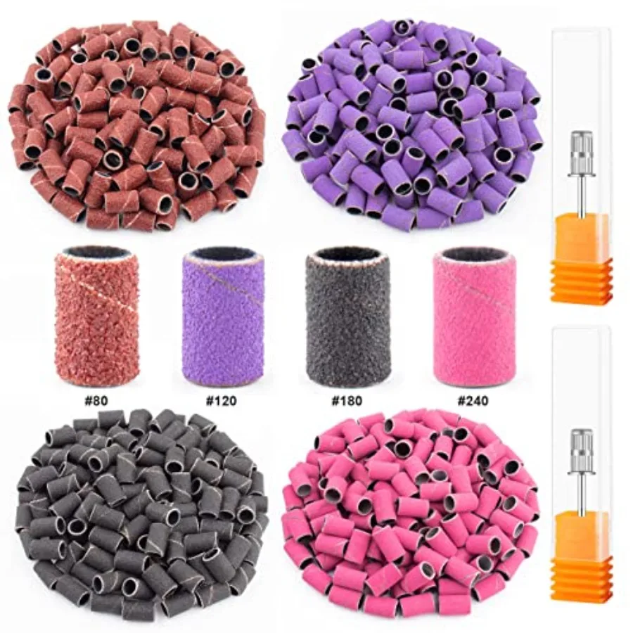 Sanding Bands for Nail Drill Nail Sanding Bands Profional Sanding bit Nails 240 Pieces 4 Color Coarse Fine Grit Efile Sand Set