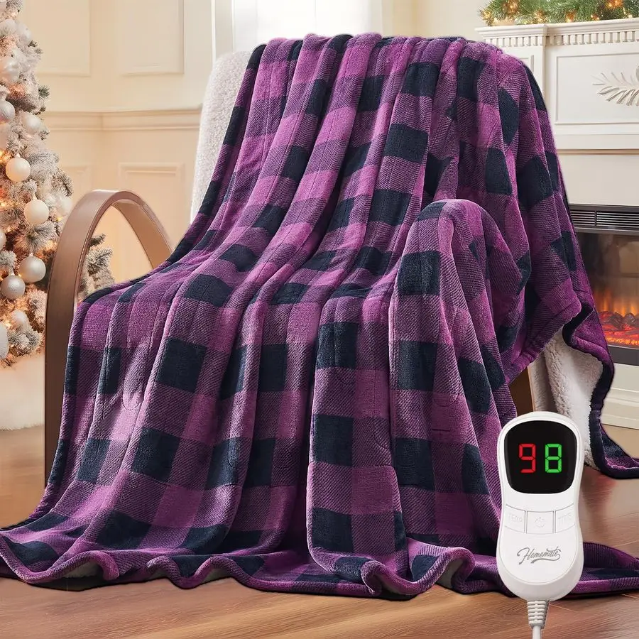 

Electric Blanket Heated Throw 50x60 Ultra Soft Cozy Flannel Heating Blanket with 10 Fast Heat Levels 8 Hours Auto Off OverHeated