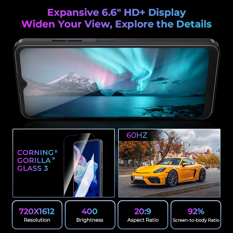 هاتف ذكي HOTWAV Note 15 Pro رفيع للغاية بشاشة 6.6 بوصة HD + شاشة أندرويد 14 5160 مللي أمبير في الساعة هاتف محمول 12(4+8)GB + 128GB 13MP هاتف محمول