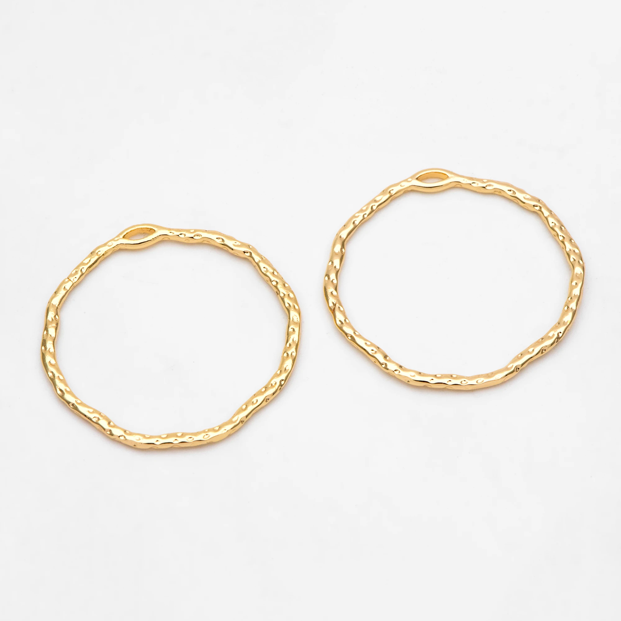 

10pcs Irregular Hoop Charms, 18K Gold Plated Brass, Geometric Circle Pendants 32x30mm (GB-3157)