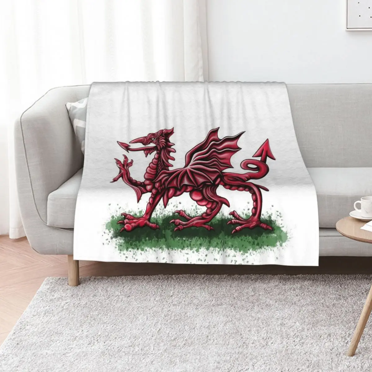 

Welsh Flag Dragon Throw Blanket Flannels Custom for winter Thin Blankets