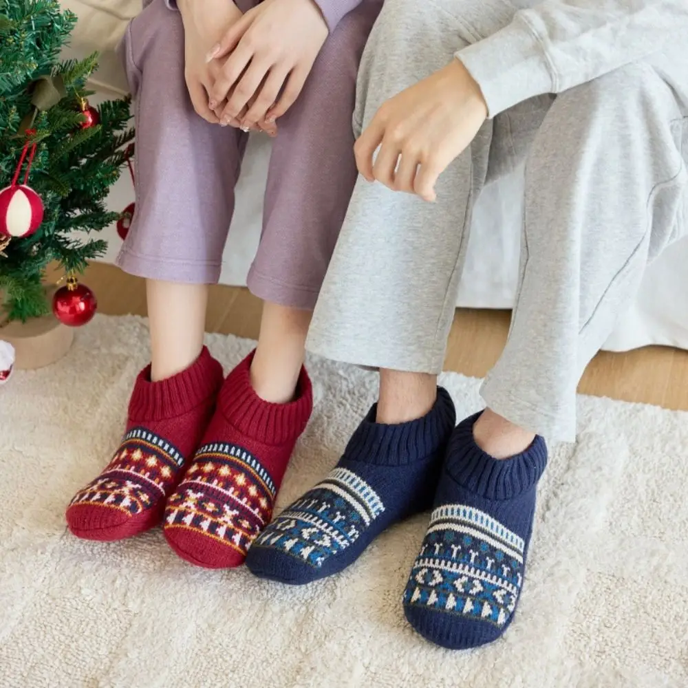 

Plush Winter Floor Ankle Shoes Stripe Indoor Socks Unisex Sleeping Socks Home Slippers Non-slip Coral Fleece Socks Women/Men