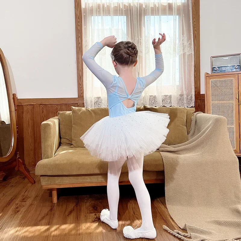 Costume de Ballet classique professionnel du lac des cygnes pour enfants, justaucorps de gymnastique pour filles, Costumes de danse de ballerine, tenue de jupe Tutu