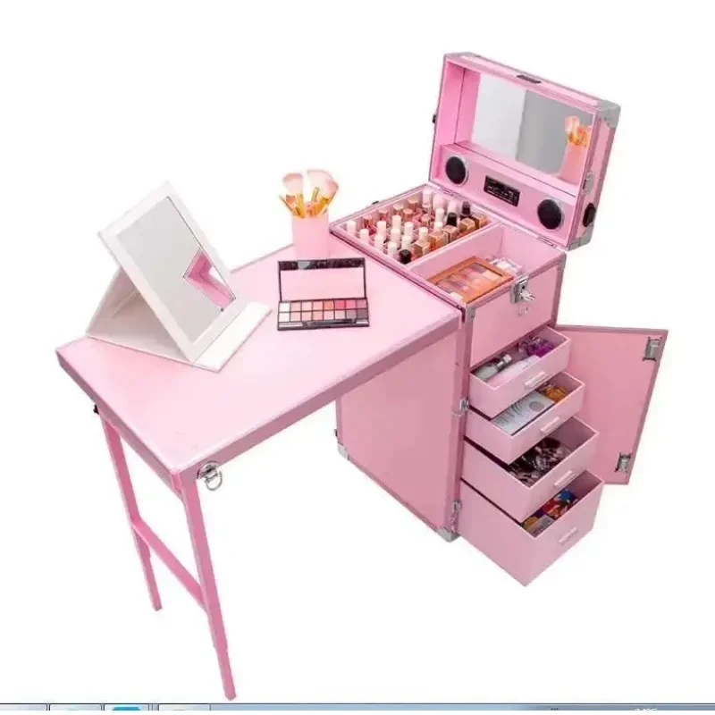 أسود قابل للطي مكتب مستحضرات التجميل محطة العمل للطي المتداول المحمولة حالة مسمار التكنولوجيا الجداول مانيكير ميسا Plegable صالون الأثاث