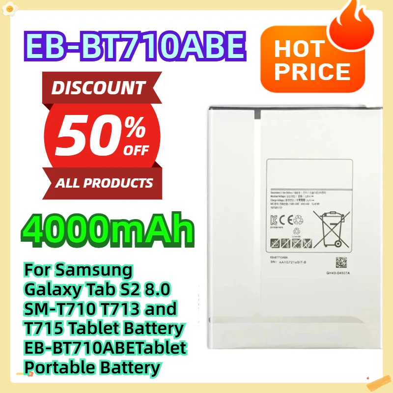 

For Samsung Galaxy Tab S2 8.0 SM-T710 T713 and T715 Tablet Battery EB-BT710ABETablet Portable Battery 4000mAh