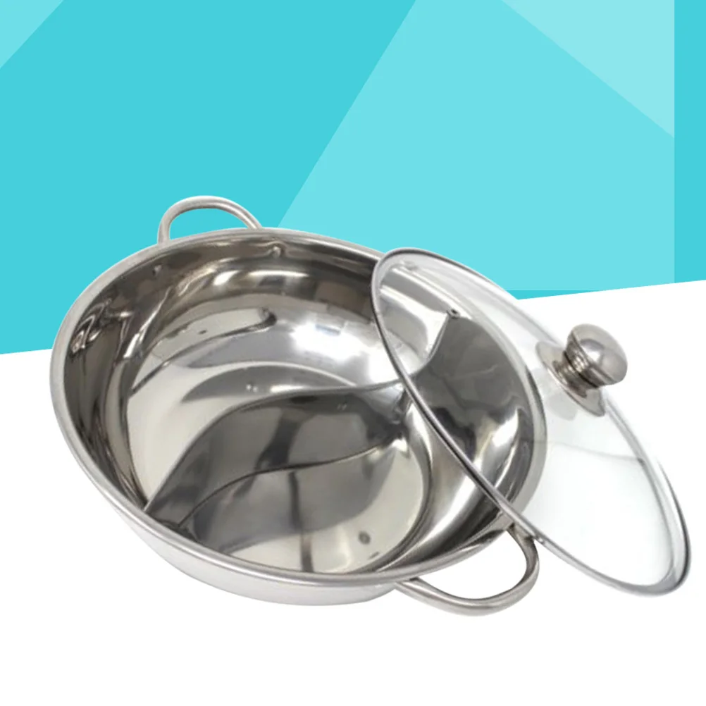 

Stainless Steel Hot Pot 30Cm Glass Lid Dual Divider Multifunctional Cookware For Family Friends Restaurant Use Induction