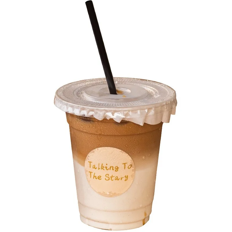 Op Maat Gemaakte Productcustom Logo Gedrukt Wegwerp Plastic Huisdier Ijs Koffie Milkshake Boba Melk Bubble Theekop Met Deksels