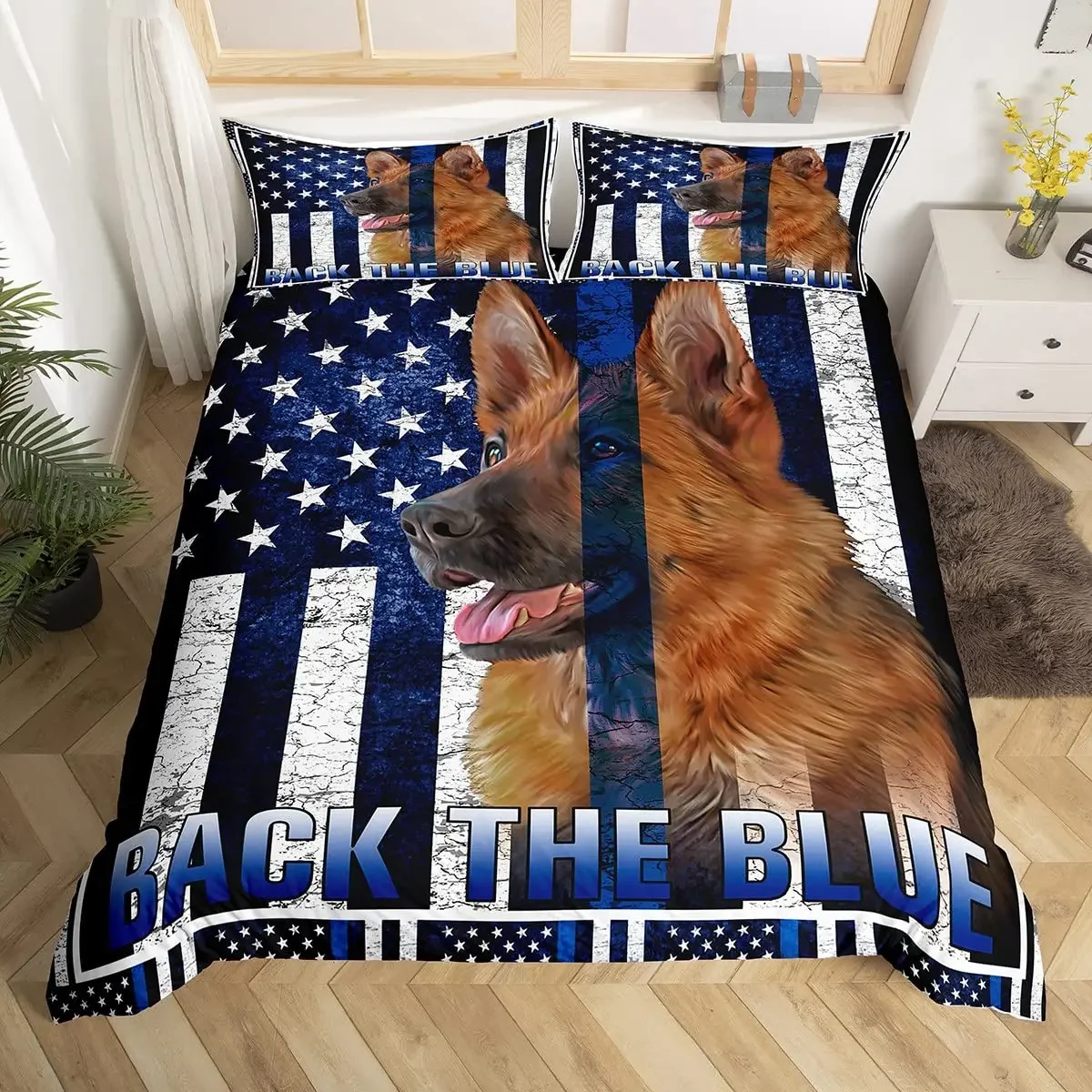 German Shepherd Duvet Cover Set Police Dog Comforter Cover Full King Size for Boys Animals Bedding Set Puppy Dog Bedspread Cover