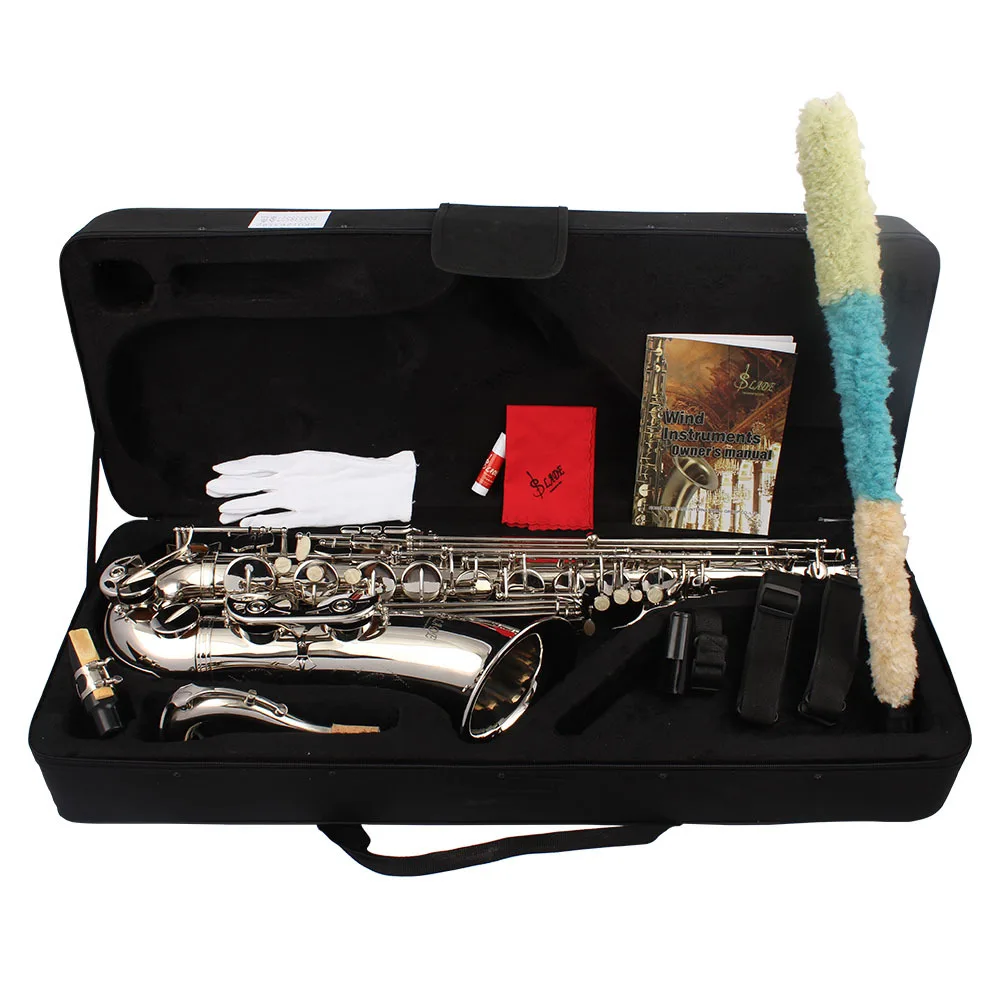 Instrumento De Vento Tenor B Saxofone Liso, Shell Branco, Chave, Prata, Venda Quente