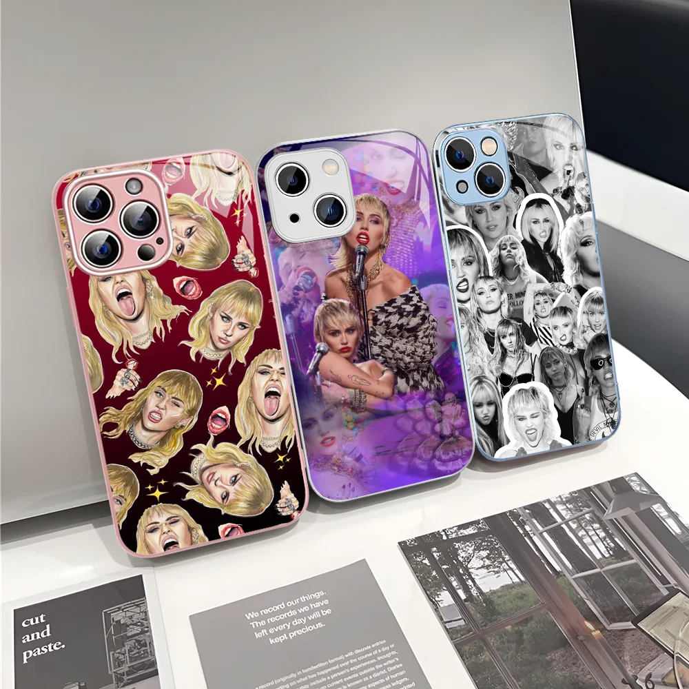 Miley Cyrus Phone Case Tempered Glass For Iphone 14 13 12 11 Pro Mini XS MAX 14Plus X XS XR Cover