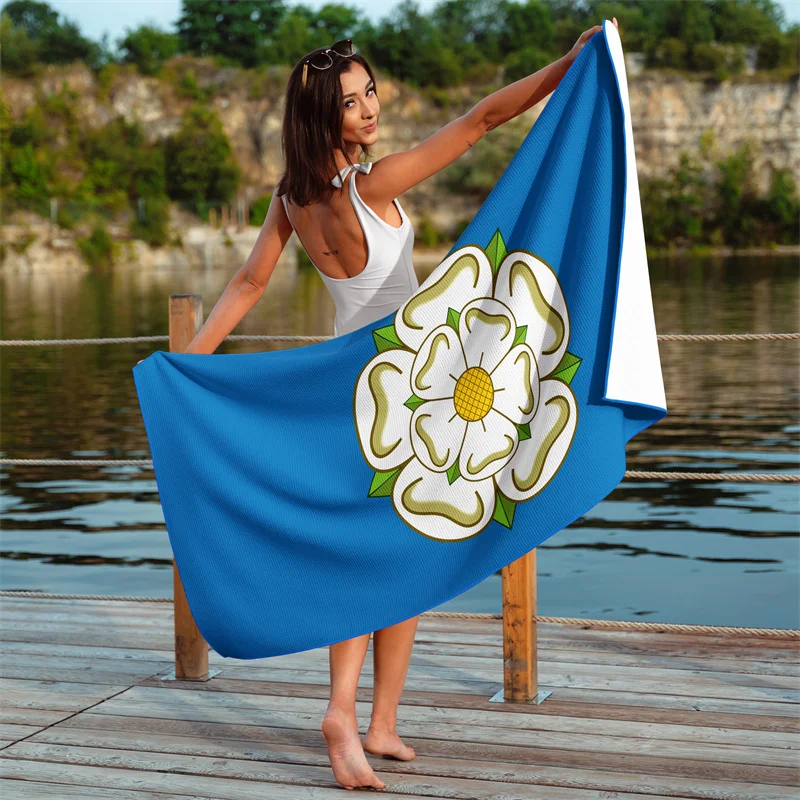 Gaslight Gatekeep Girlboss Yorkshire England Waffle Beach Towel 150cm x 75cm