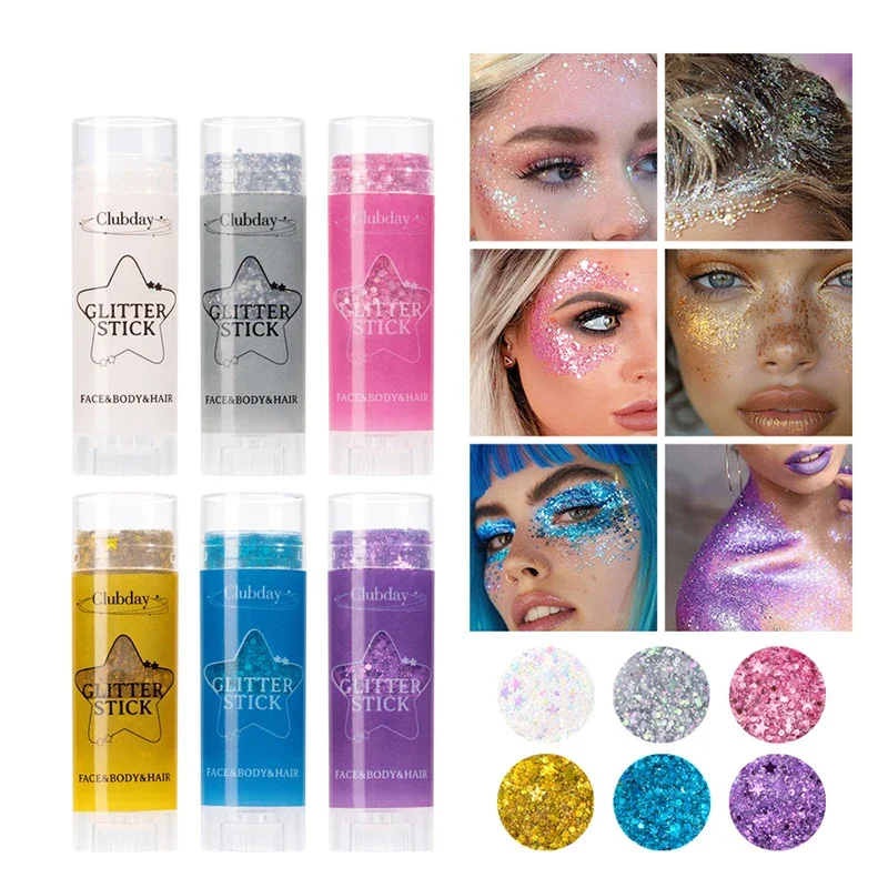 Paillettes scintillanti Glitter Gel Stick Highgloss Shine Bianco Perla Rosa Ombretto Glitter Viso Body Painting Illumina il trucco scenico