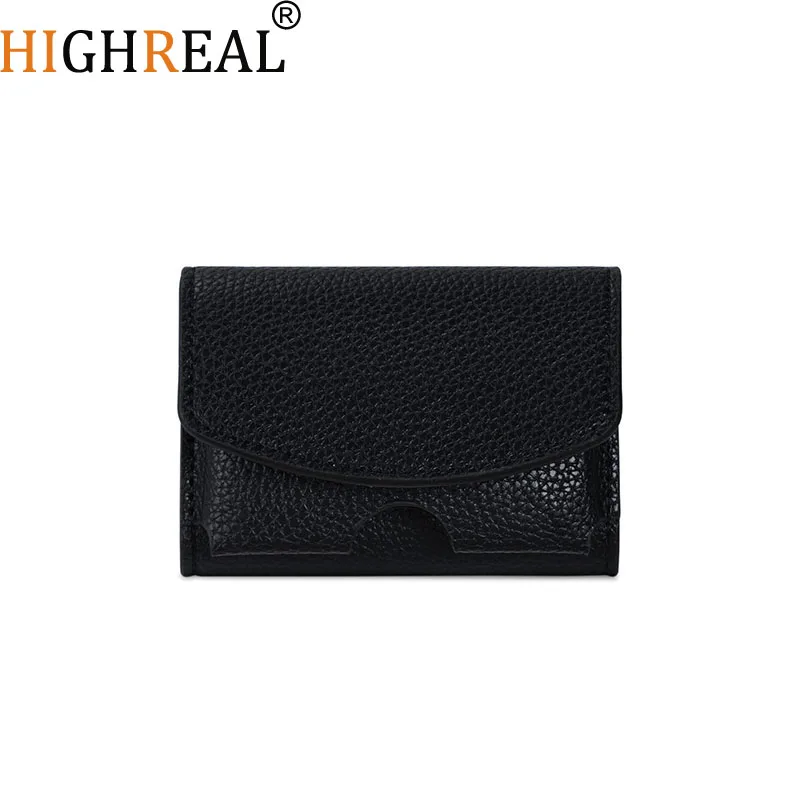 HIGHREAL PU Leather Wallet Compact Short Style Japanese Design Coin Purse Card Holder Popular Youth Fashion
