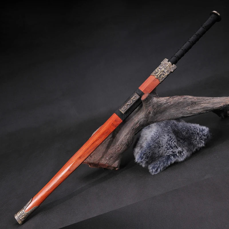 Traditional Chinese sword Han Jian, Real Chinese Jian,Manganese Steel Blade, Two-hands Sword, No Sharp Home Decor,House Ornament