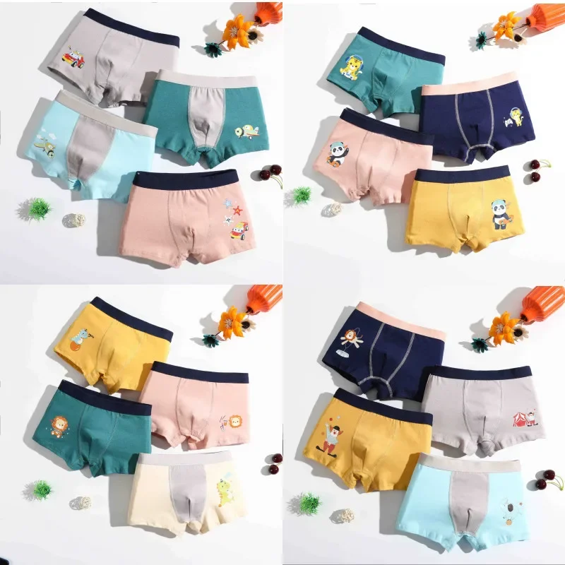 

4PCS/Lot Cotton Boy Boxer Great Elasticity Children's Underwear Shorts Comfortable Panties for 2-12Y