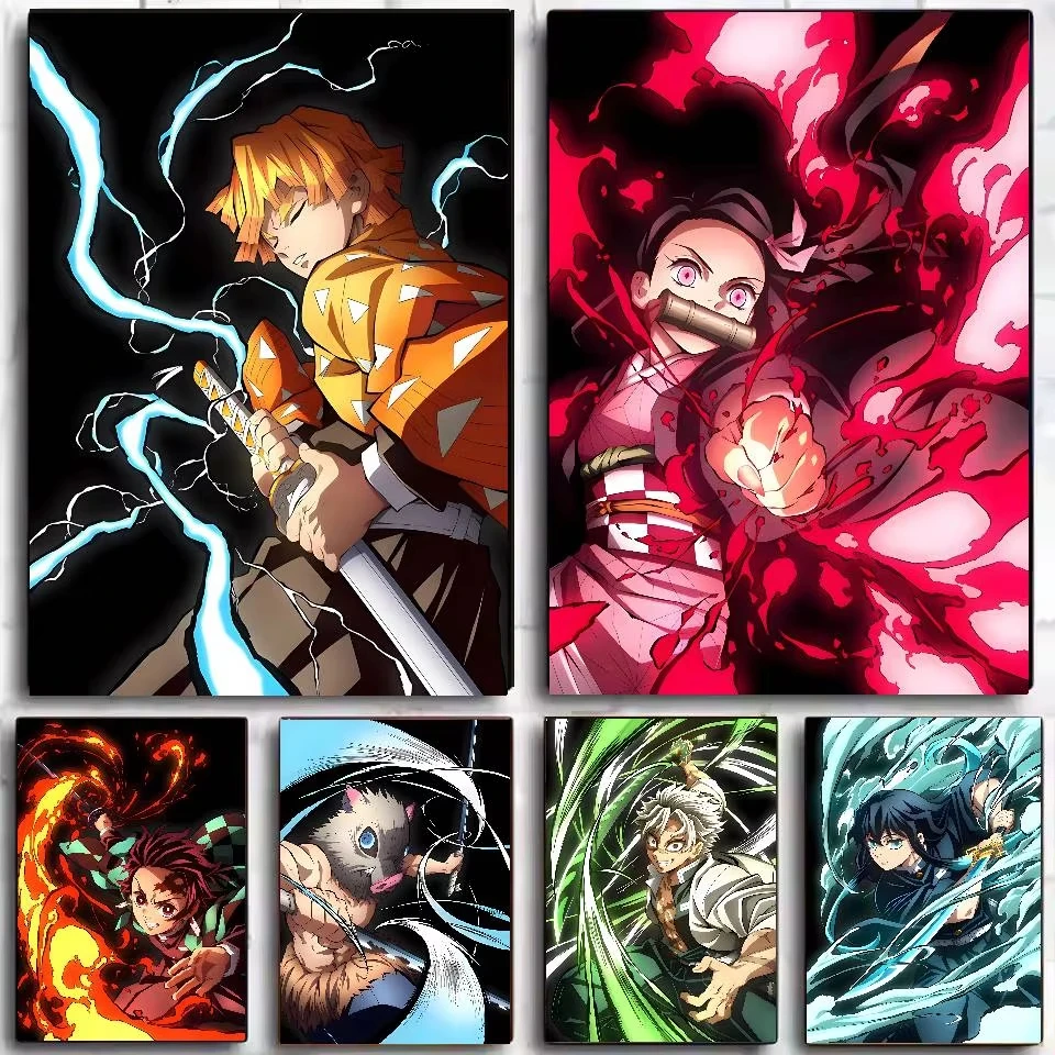 Demon Slayer Japanese Anime Oil Painting By Numbers Hand Painted Canvas Wall Art for Coffee House Bar Dorm Room Decor